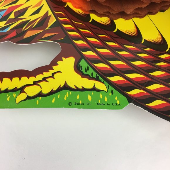 Vtg Beistle Co Paper Turkey 13 inch w Unbranded Paper Pumpkins Neon Orange READ - Picture 7 of 10